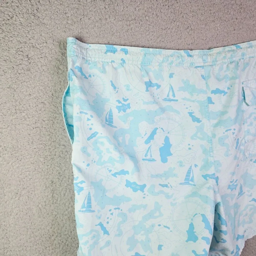 Vineyard Vines Swim Trunks Blue White XL Nautical Sailboat Chappy Preppy
